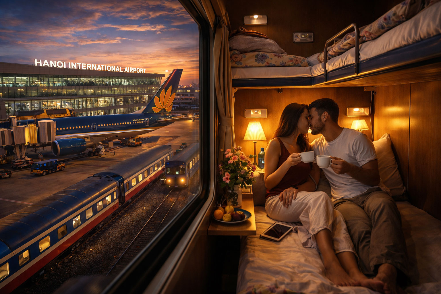 桃園國際機場～河內國際機場～夜寢列車之旅(臥舖：二人一室)～老街省