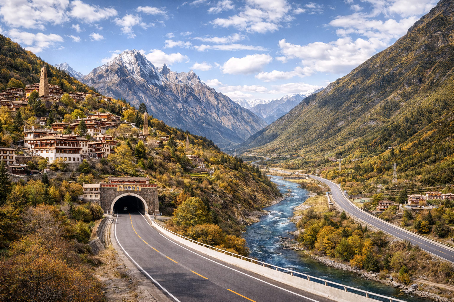 丹巴【丹巴甲居藏寨（含環保車）】-八美【雅拉雪山觀景台遠晀、塔公草原風光、木雅金塔、新都橋攝影天堂自然風光】-穿越高爾寺山隧道-雅江