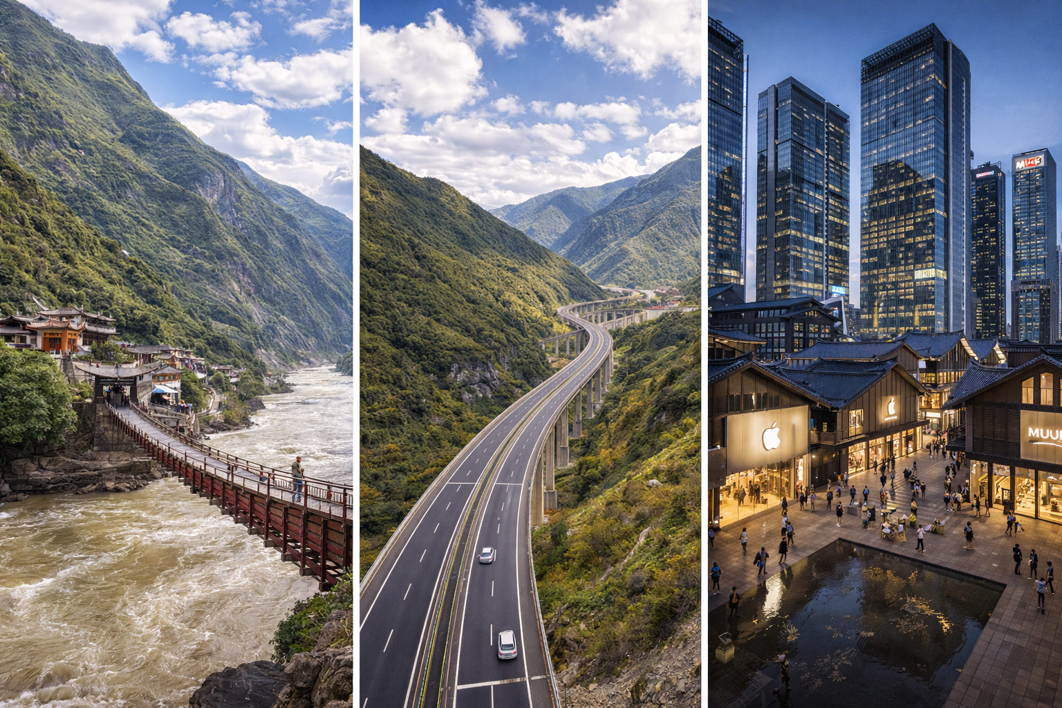 康定【瀘定橋風光】-雅康高速-成都【太古里步行街】