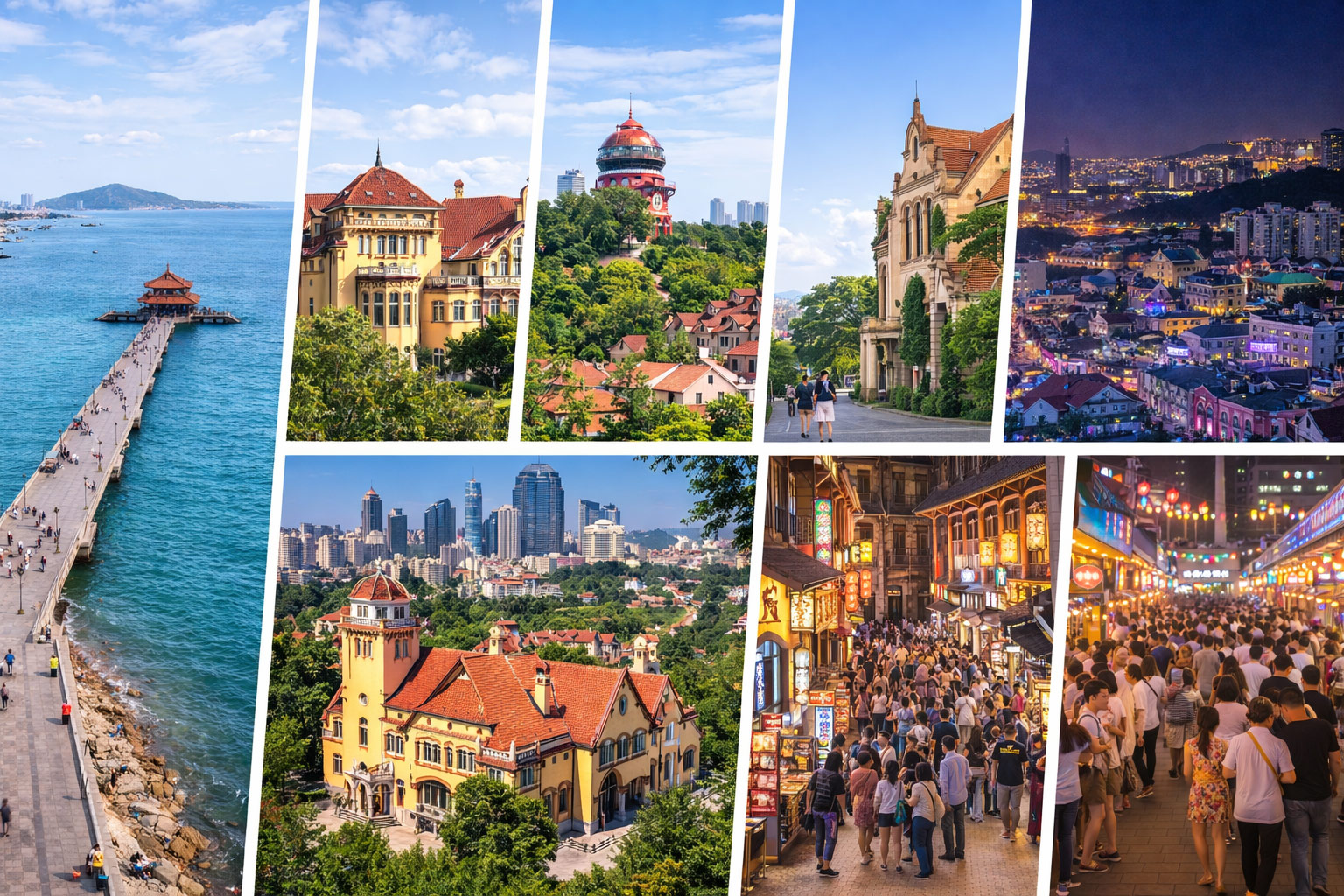 青島【車遊棧橋、總督府、信號山、八大關、上街里、大鮑島、台東夜市】