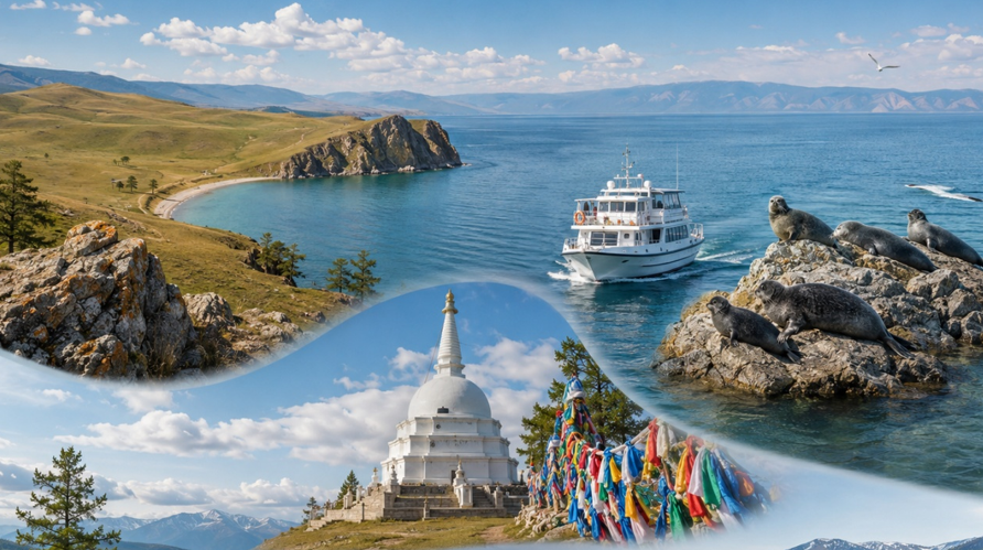 南島探索〜搭乘遊艇參觀海豹島–布里亞特族藏傳佛教白塔寺 －伊爾庫茨克(搭大巴車返回)
